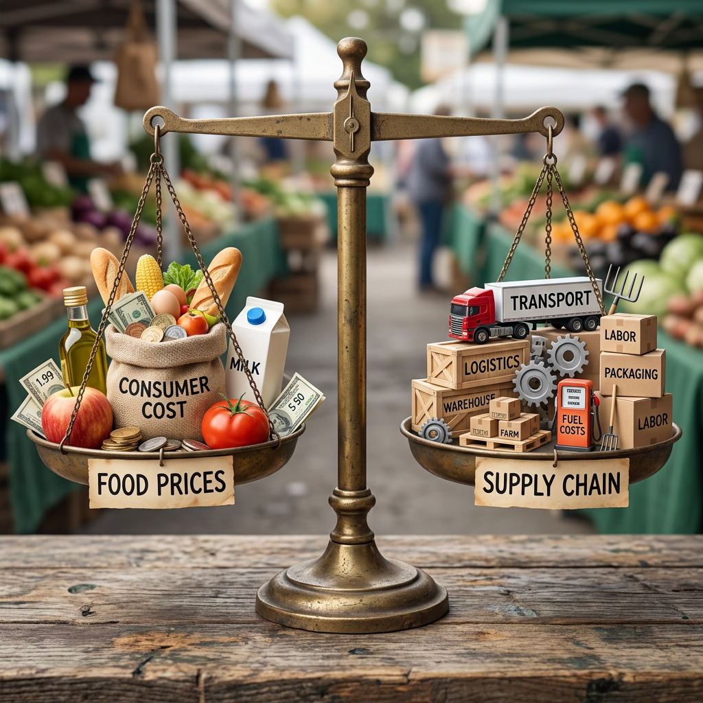 Food price supply chain balance scale